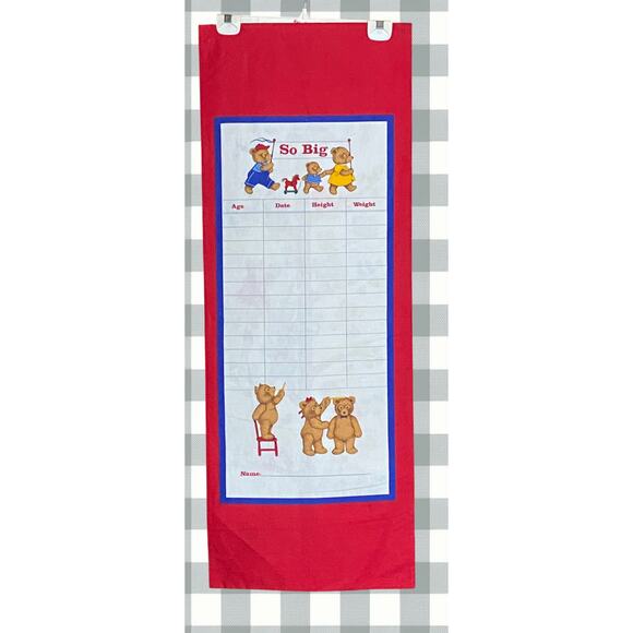 Vintage Teddy Bear Growth Chart – When I Grow Up & So Big – Fabric Nursery Décor - Picture 3 of 7